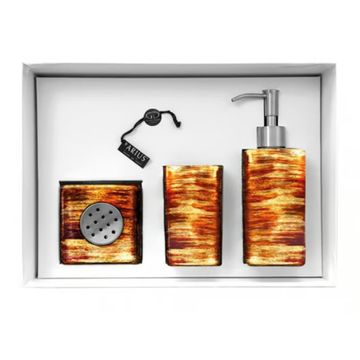 GRAFFITI SET RED/GOLD/IVORY - Countertop glass toothbrush holder by Glass Design - view 3